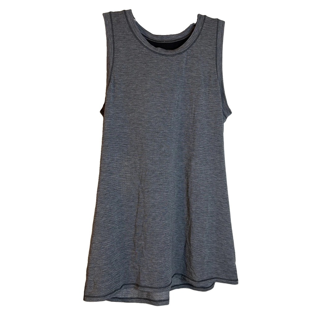 Lululemon Pushing Limits Muscle Tank Top Grey Racer Cutout Longline Medium